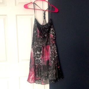 Magazine Leopard Print Halter Slip Dress Size L Flowy 90s Y2K Club